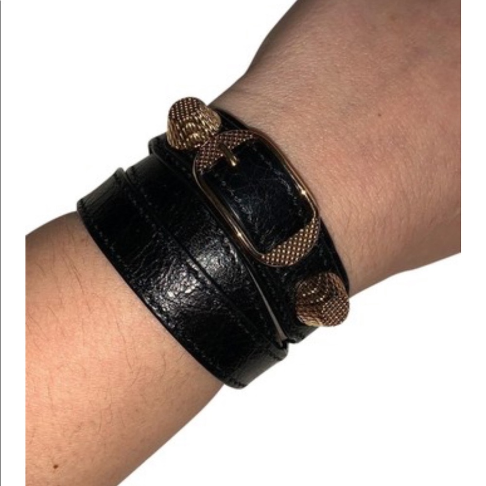 Balenciaga black & gold wrap bracelet